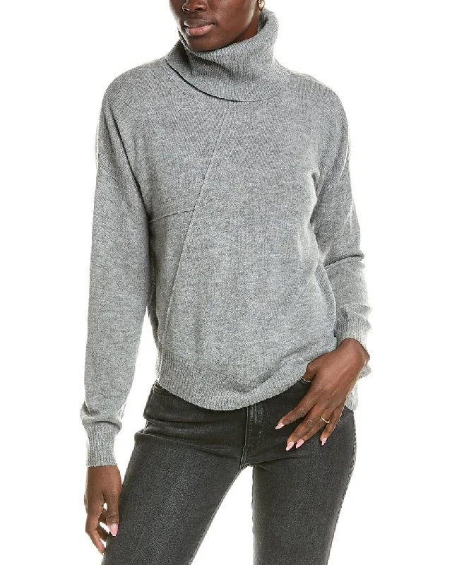 Brodie Cashmere Wool & Cashmere-Blend Asymmetrical Mock Neck Jumper Machine Wash Dry Clean Hand Wash