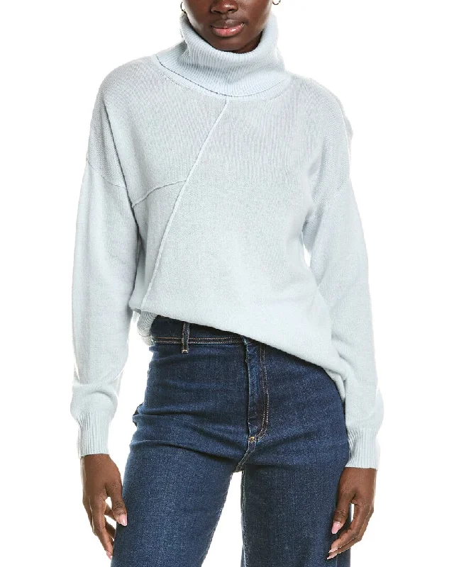 Brodie Cashmere Wool & Cashmere-Blend Asymmetrical Mock Neck Jumper Cashmere Blend Cotton Blend Poly Blend