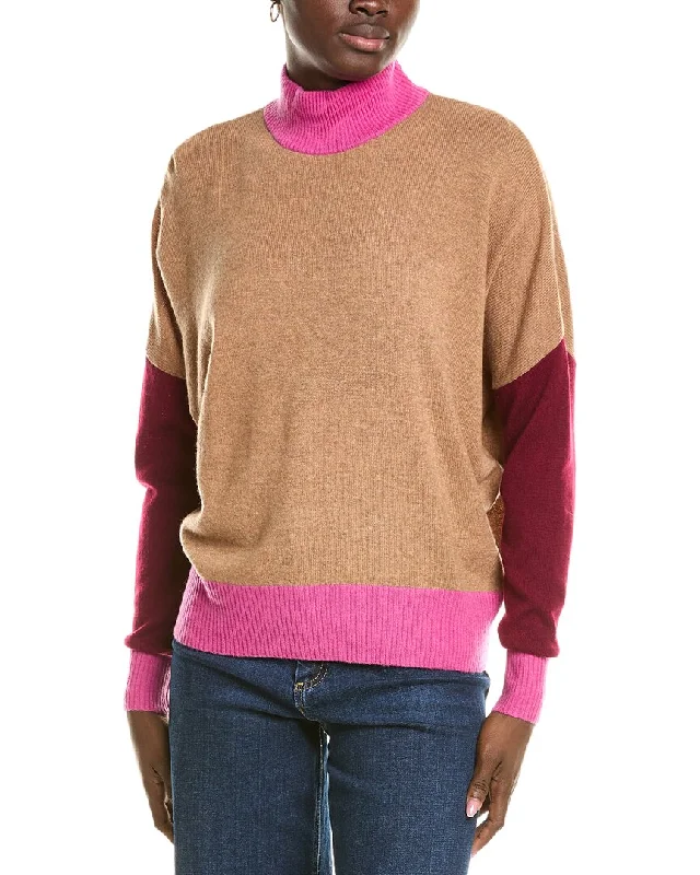 Brodie Cashmere Wool & Cashmere-Blend Color Block Jumper Zippered Buttoned Snapped