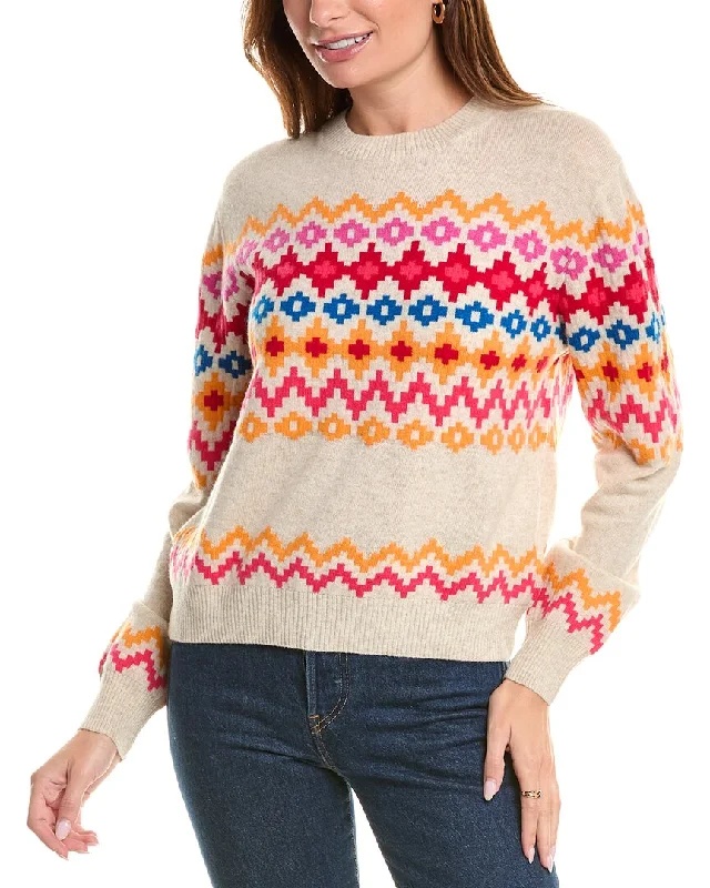 Brodie Cashmere Wool & Cashmere-Blend Color Pop Fairisle Jumper Seamless Knitted Crochet