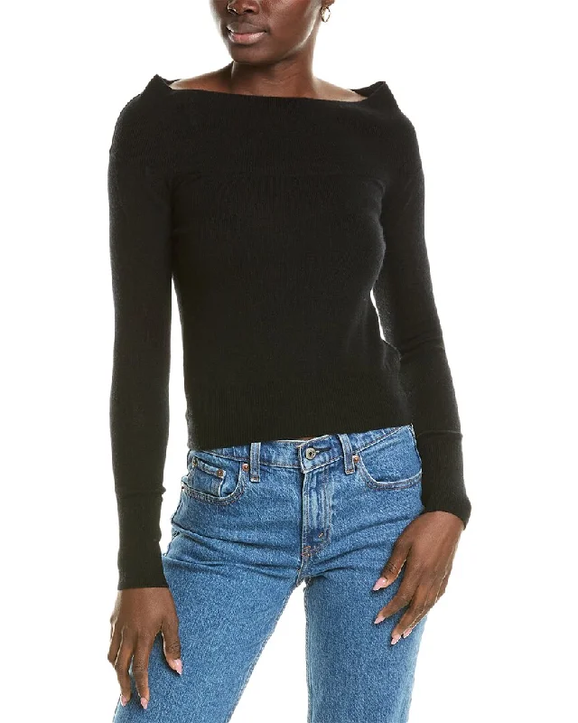 Brodie Cashmere Wool & Cashmere-Blend Off The Shoulder Jumper Cashmere Blend Cotton Blend Poly Blend