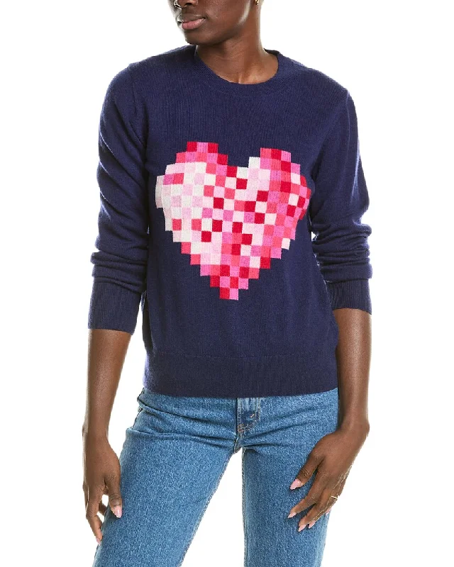 Brodie Cashmere Wool & Cashmere-Blend Pixel Heart Jumper Fleece Sweater Nylon Polyester