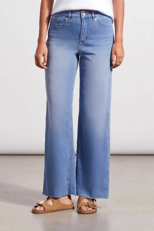 Brooke High Rise Wide Leg Jean In Sky Blue Fashionable Raw Edge Jeans