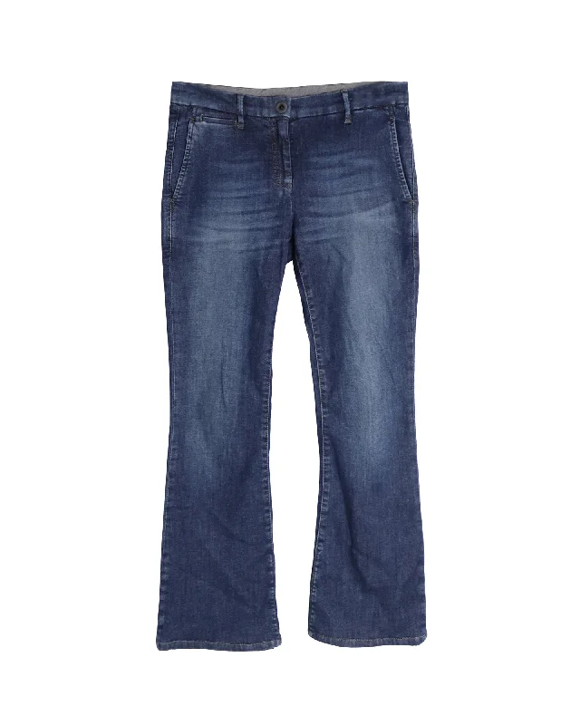 Brunello Cucinelli Boot-Cut Jeans in Blue Cotton Denim Classic Slim Fit Jeans