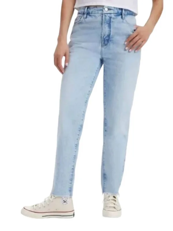 High Waist Raw Hem Slim Jeans In Indigo Fashionable Slim Fit Jeans