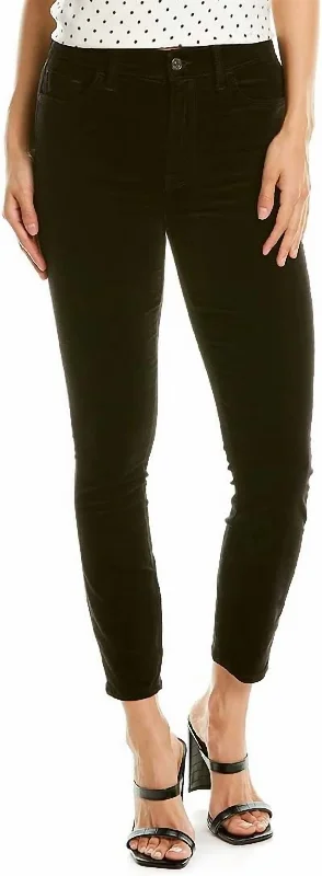 Hw Ankle Skinny Jeans In Black Velvet Comfortable Jogger Style Jeans