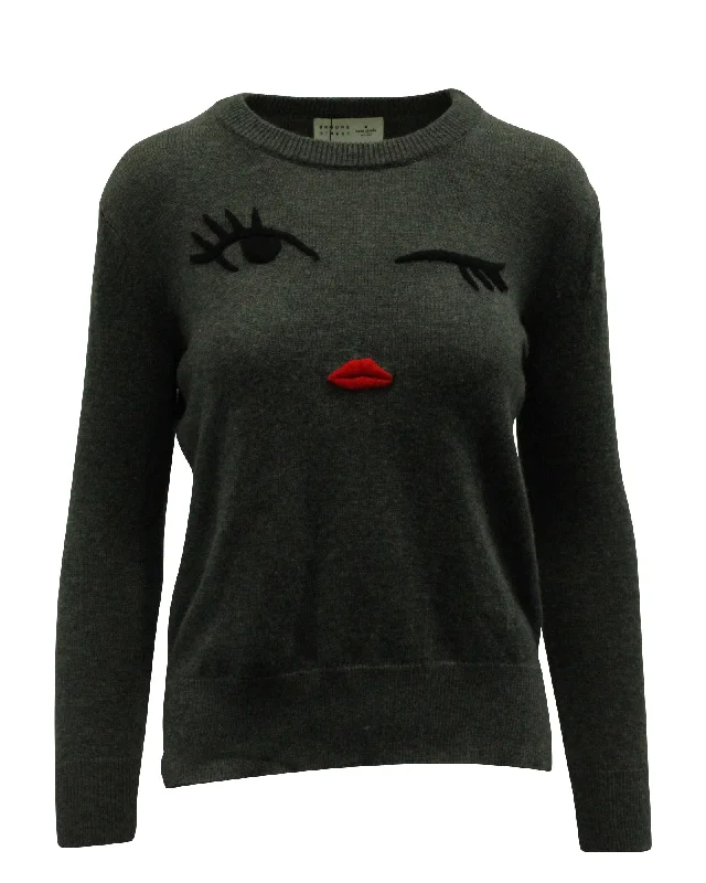 Kate Spade x Boome Street Winking Face Sweater in Grey Polyamide Sweater Knitwear Pullover