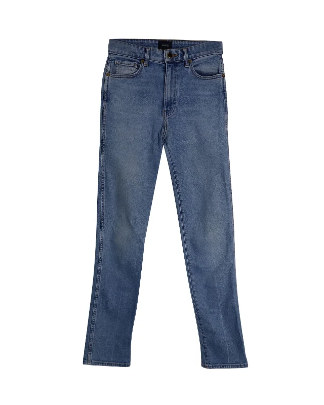 Khaite Slim-Fit Jeans in Blue Cotton Fashionable Slim Fit Jeans