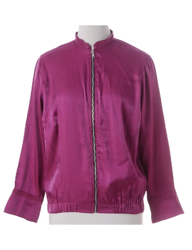 Label Magenta Blouse Bomber High Neck Blouse