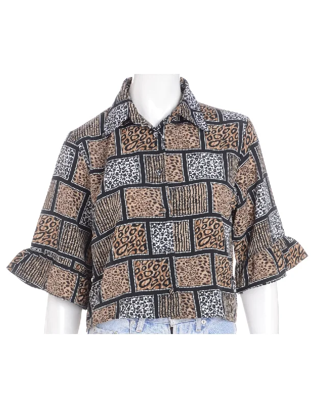 Label Maya Bell Sleeve Cropped Blouse Chic Square Blouse