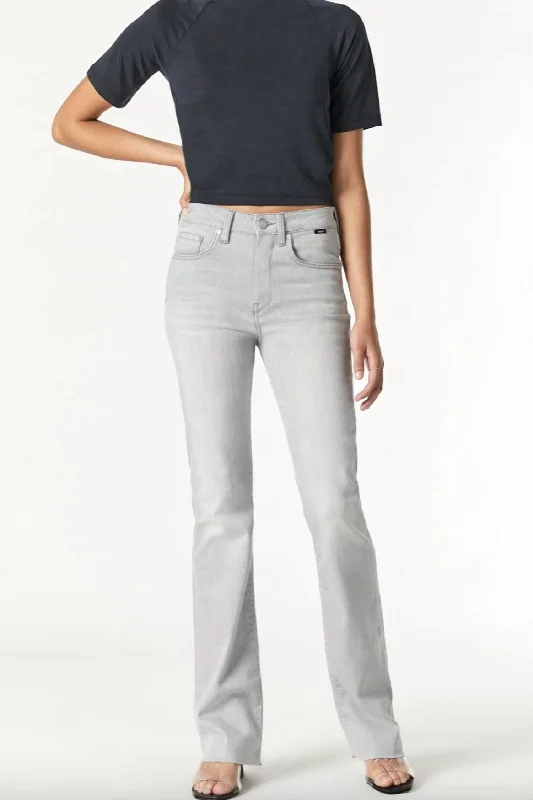 Maria Flare Jean In Light Grey Feather Blue Trendy Bootcut High-Waisted Jeans