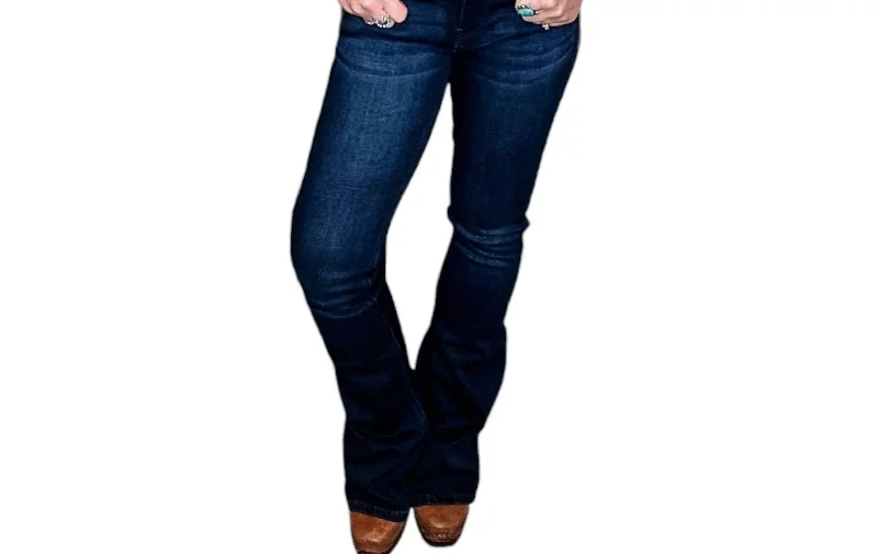 Midrise Flare Jeans In Dark Stone Wash Chic Cropped Jeans