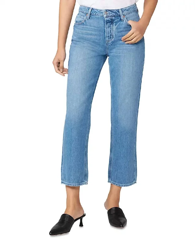 Noella Vintage Slightly Slouchy High Rise Straight Leg Jean In Coastline Fashionable Frayed Hem Denim