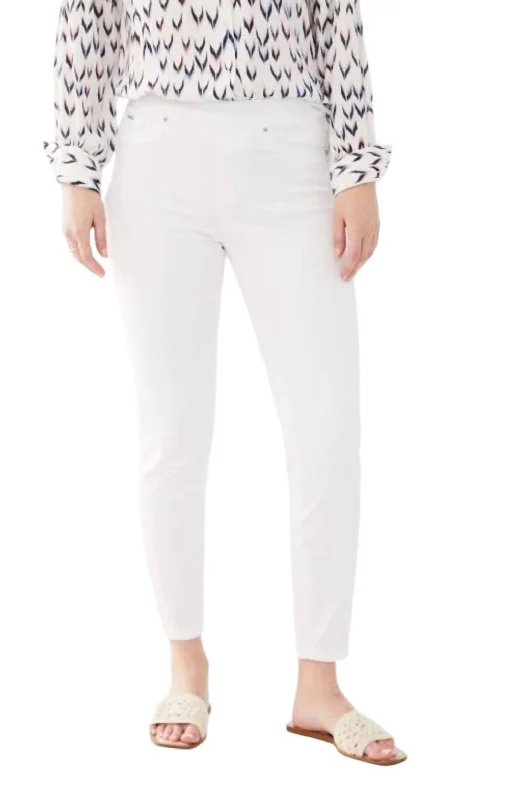 Pull On Slim Ankle Jean In White Trendy Wide-Legged High-Waist Jeans