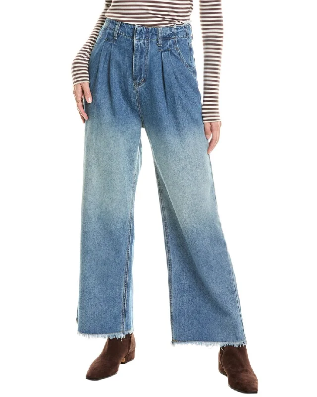 Seraphina Pleated Wide Leg Jean Trendy Bootcut High-Waisted Jeans