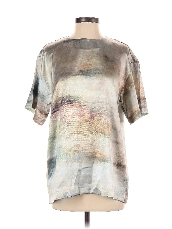 Short Sleeve Blouse Elegant Semi-Sheer Blouse