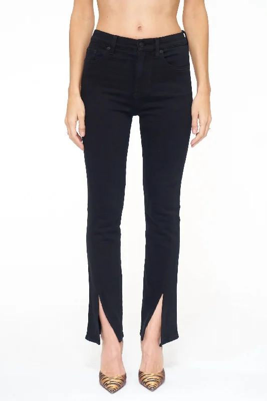 Teagan High Rise Vented Straight Jean In Black Stylish Relaxed Fit Skinny Jeans