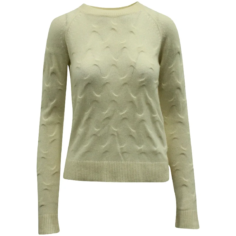 Theory Tucked Crewneck Sweater in Cream Cashmere Print Jacquard Patchwork