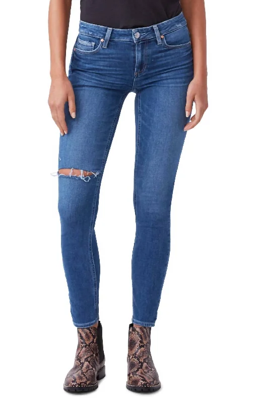 Verdugo Transcend Mid Rise Ultra Skinny Crop Ankle Jean In Roadhouse Destructed Stylish Tapered Fit Jeans