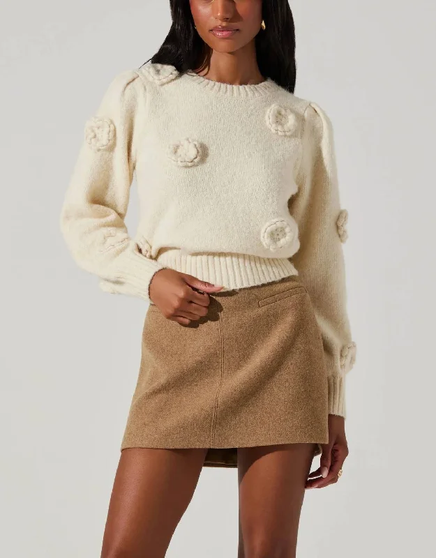 Wilessa Sweater In Cream Terry Terry Cloth Terry Knit