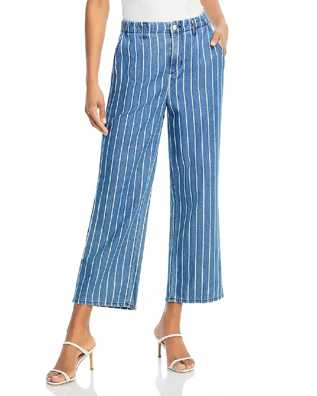 Zayne Striped High Rise Crop Jeans In Denim Fashionable Mom Jeans