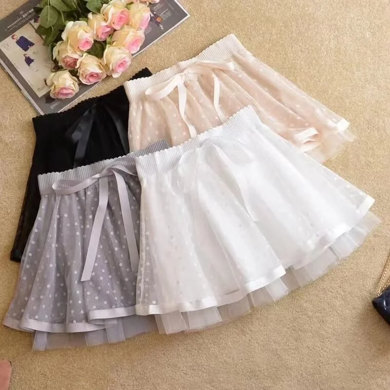 2022 new sweet mesh lace point princess skirt BY4050 linen skirt relaxed