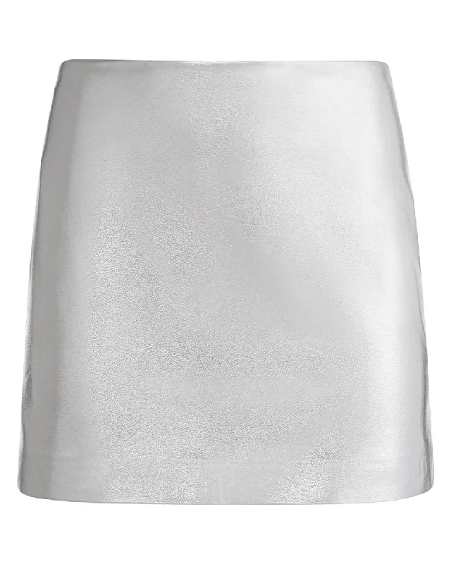 Silver Elana Vegan Leather Mini Skirt corduroy skirt cozy