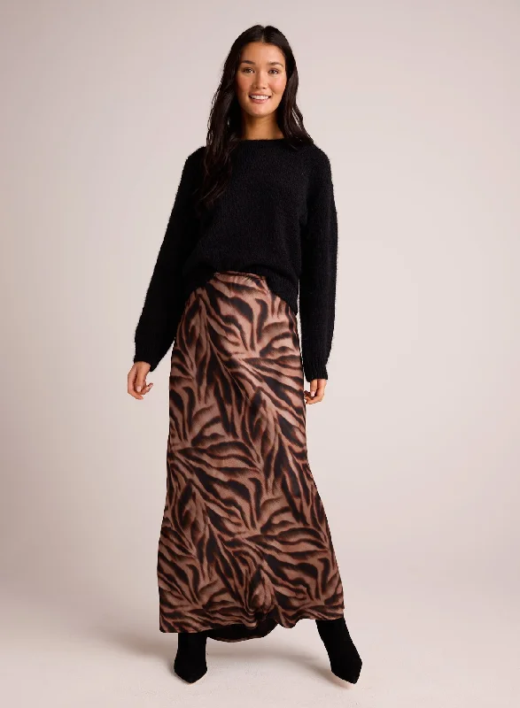 Maxi Bias Skirt - Hazy Woodland Print chiffon skirt airy