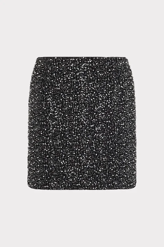 Beaded Tweed Modern Mini Skirt leather skirt sleek