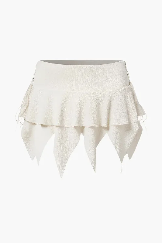 Beige Crepe Mini Skirt silk skirt lustrous