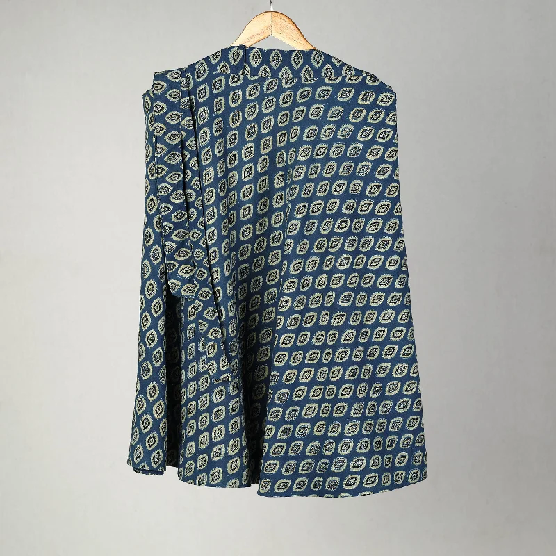 Blue - Block Print Cotton Wrap Around Ajrakh Skirt 04 velvet skirt luxury