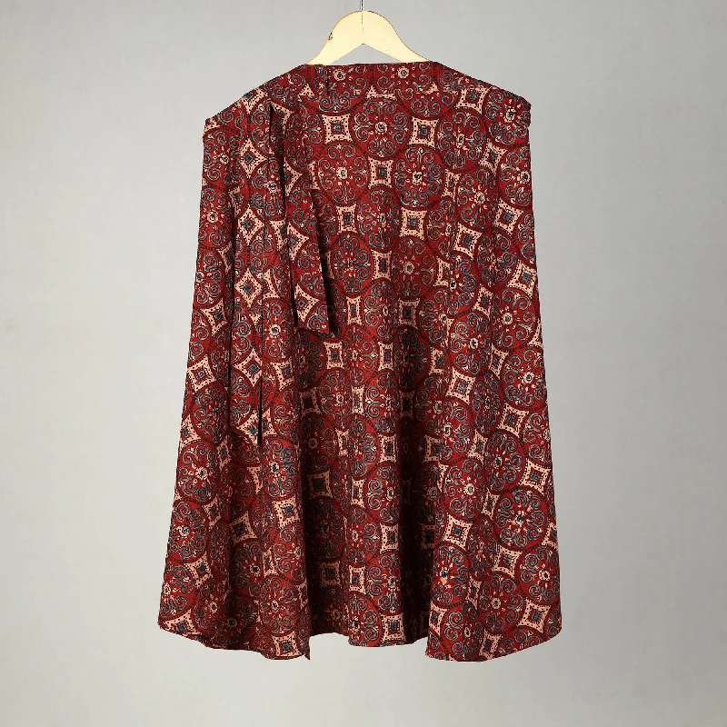 Red - Block Print Cotton Wrap Around Ajrakh Skirt 22 asymmetrical skirt cut