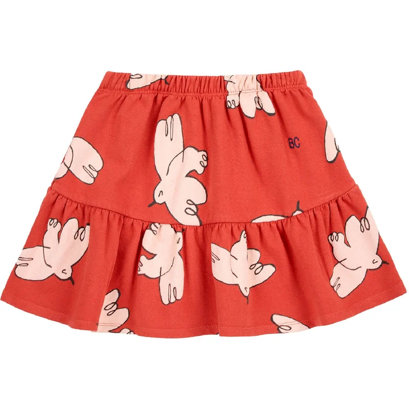 Bobo Choses Red Freedom Bird All Over Skirt silk skirt lustrous