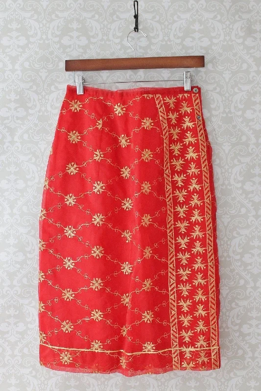 Embroidered Pencil Slip Skirt a-line skirt cut