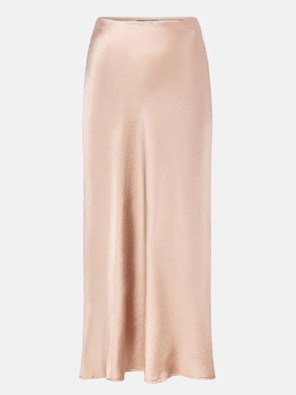 Celeste Bias Cut Nude Satin Skirt breathable skirt fabric