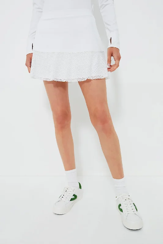 Ceramic White Eyelet Skort corduroy skirt comfortable