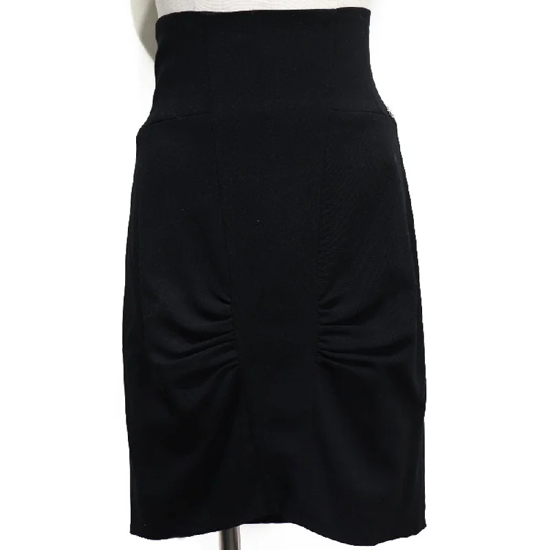 Chanel Wool High Waist Skirt Black chiffon skirt delicate