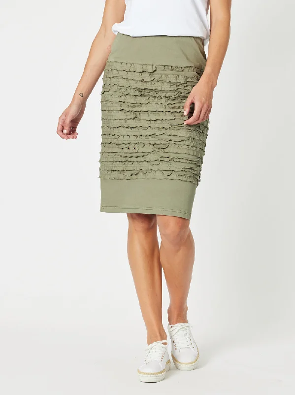 Charlie Stitched Detail Skirt - Khaki a-line skirt cut