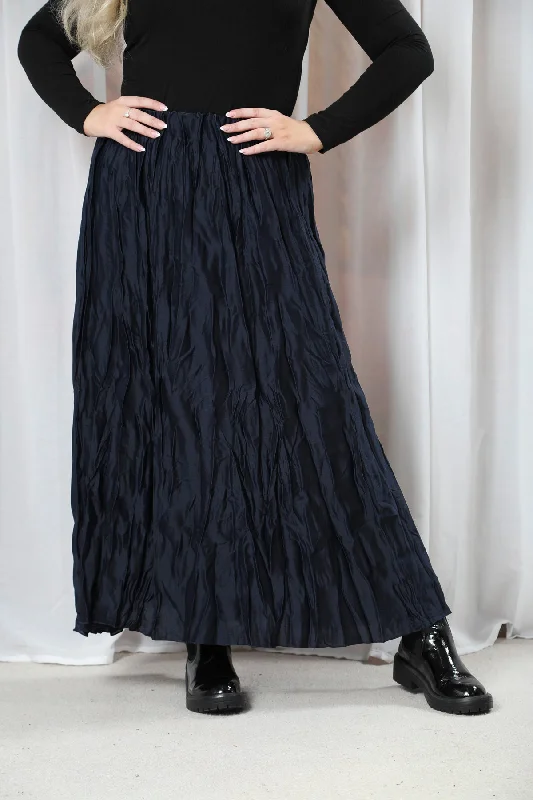 Crinkle Maxi Skirt Navy corduroy skirt durable