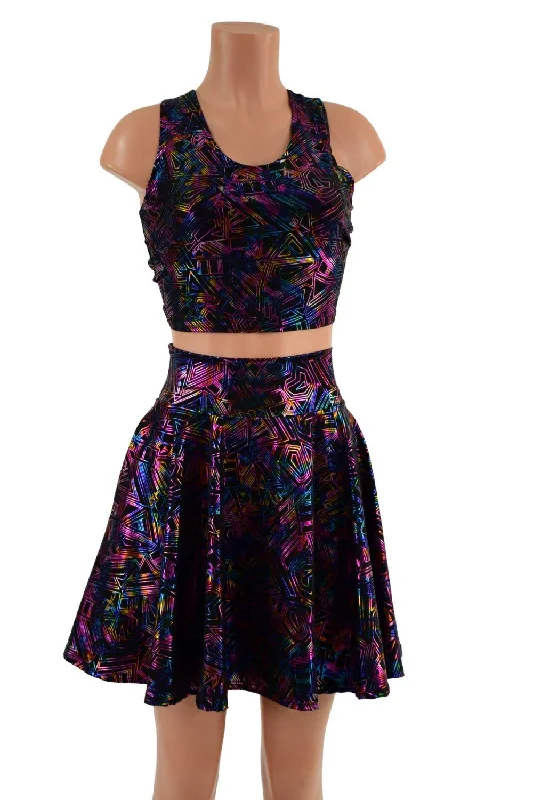 Cyberspace Racerback Top & Pocket Skater Skirt Set flowy skirt hem