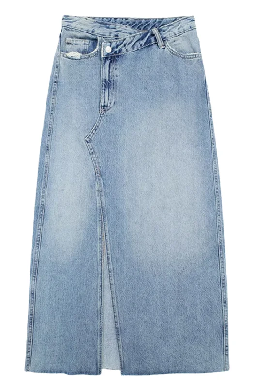 'Dylan' High Waist Denim Skirt silk skirt elegant