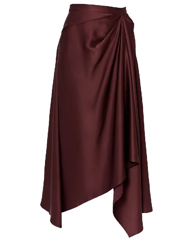 Elderberry Asymmetrical Drape Skirt flowy skirt hem