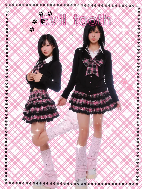 [Evil Tooth] A new era of me - y2k high school girl style JK skirt top and plaid skirt velvet skirt luxury