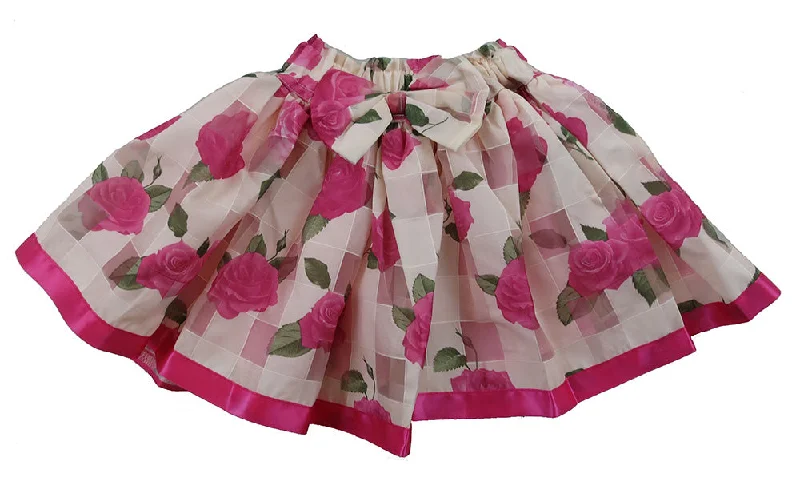 Hot Pink Ribbon Rose Chiffon Tutu Skirt high slit skirt