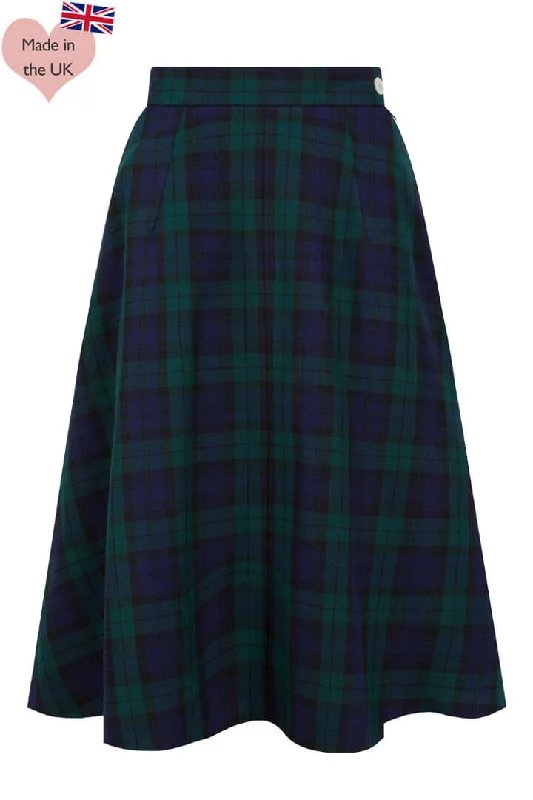 Joan A Line Skirt In Green Tartan mini skirt trendy