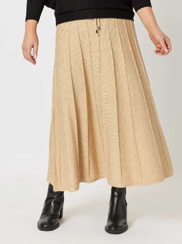 Kate Long Knit Skirt - Caramel cotton skirt soft