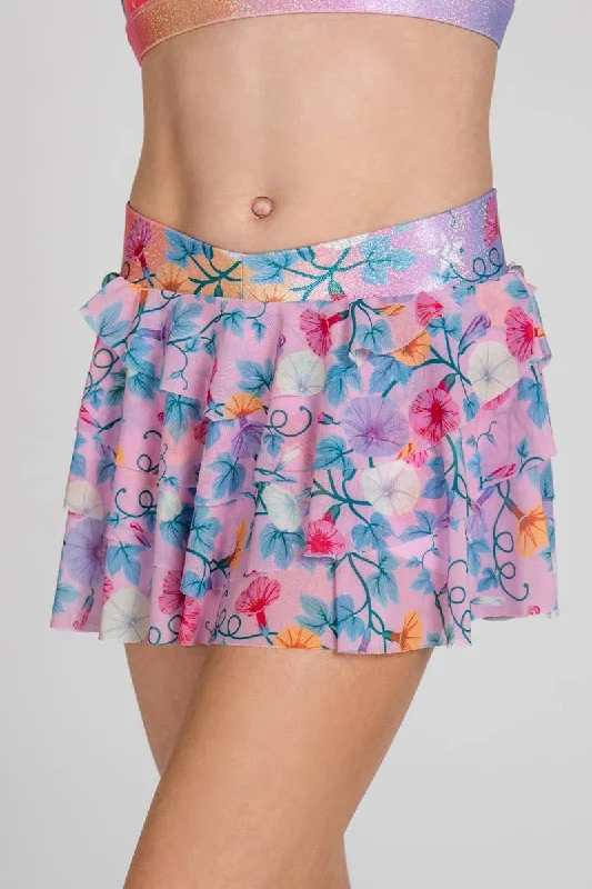 Layered Athletic Skirt in Floral Fairytale silk skirt sleek