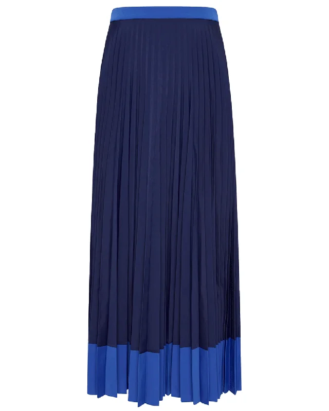 Blue Peyton Pleated Skirt relaxed fit skirt