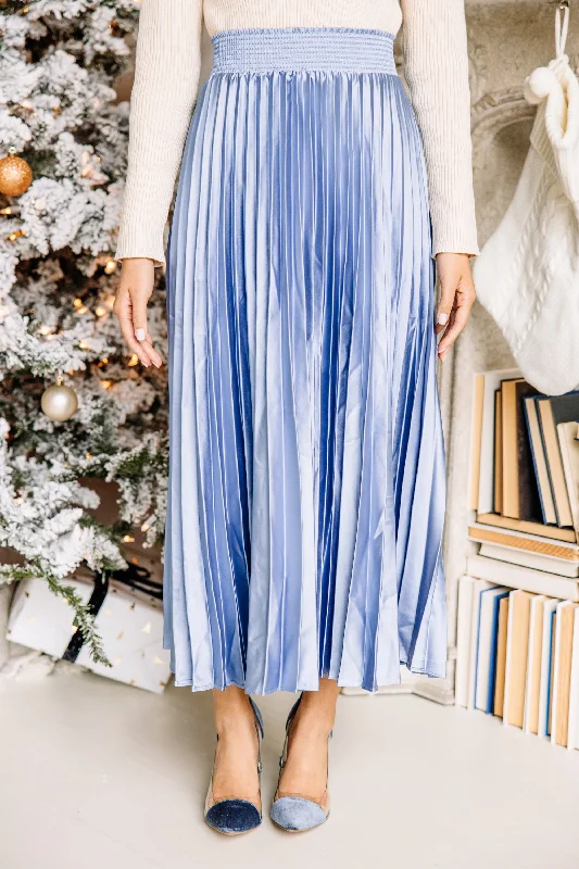 Look This Way Blue Satin Midi Skirt denim skirt durable