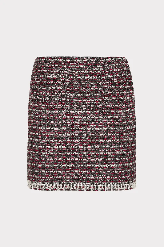 Nika Tweed Crystal Embellished Mini Skirt chiffon skirt airy